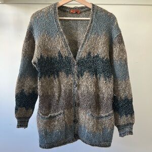 Vintage Missoni knit oversized relaxed fit fuzzy stripe grandpa cardigan sweater